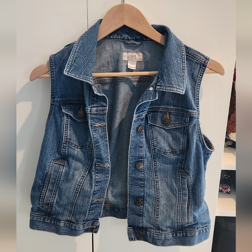 Denim Sleeveless Vest Loft Vintage